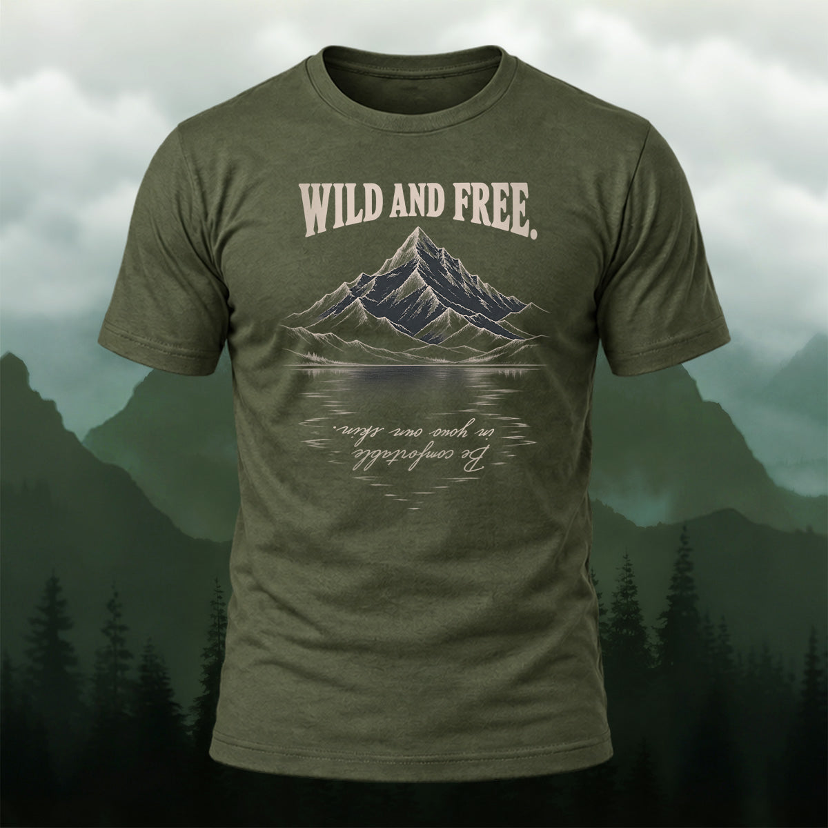 Rustic Wilderness Landscape Cotton T-Shirt