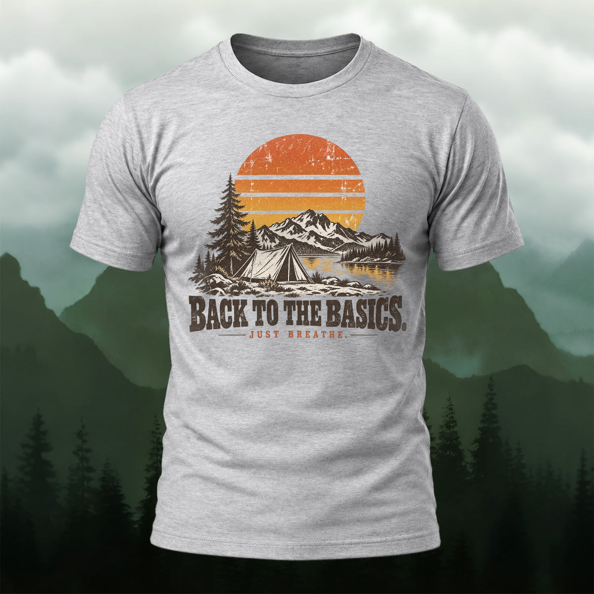 Vintage Camping Mountain Premium Cotton T-Shirt