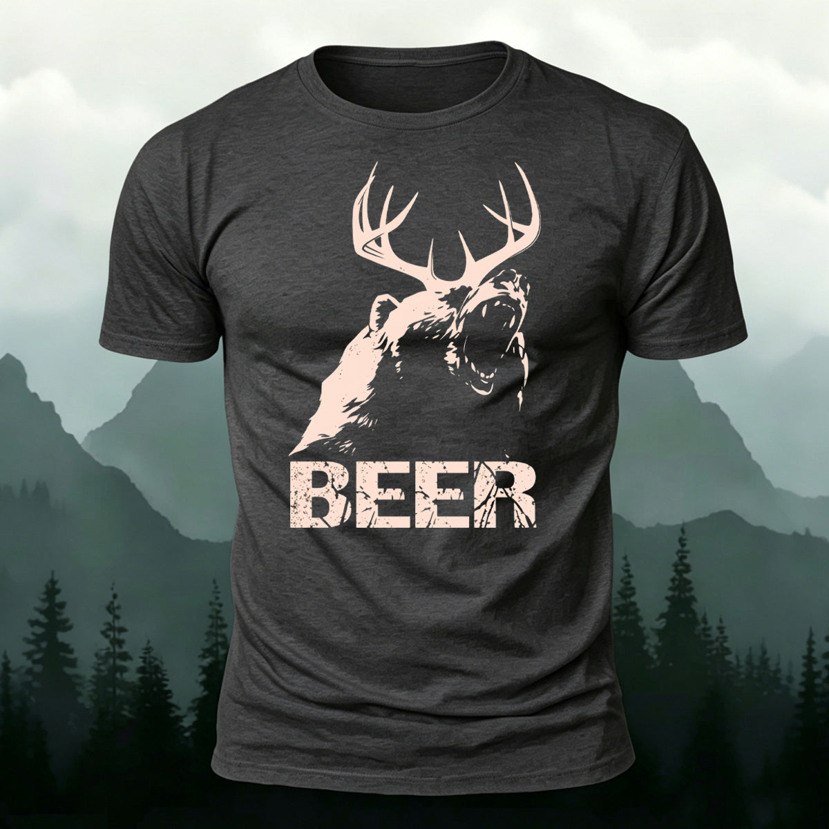 Angry Forest Ruler Printed Casual Cotton T-Shirt