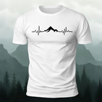 Mountains ECG Print Casual Cotton T-Shirt