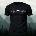 Mountains ECG Print Casual Cotton T-Shirt