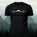 Mountains ECG Print Casual Cotton T-Shirt