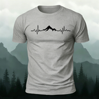 Mountains ECG Print Casual Cotton T-Shirt