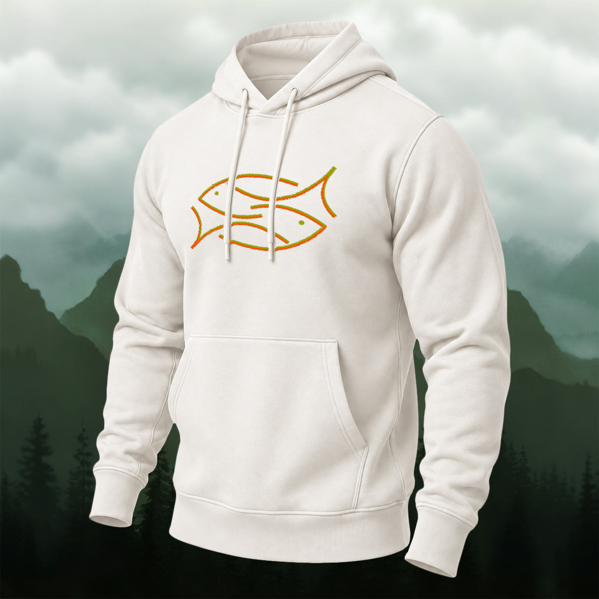 Cotton Made Artistic Coastal Fish Hoodie
