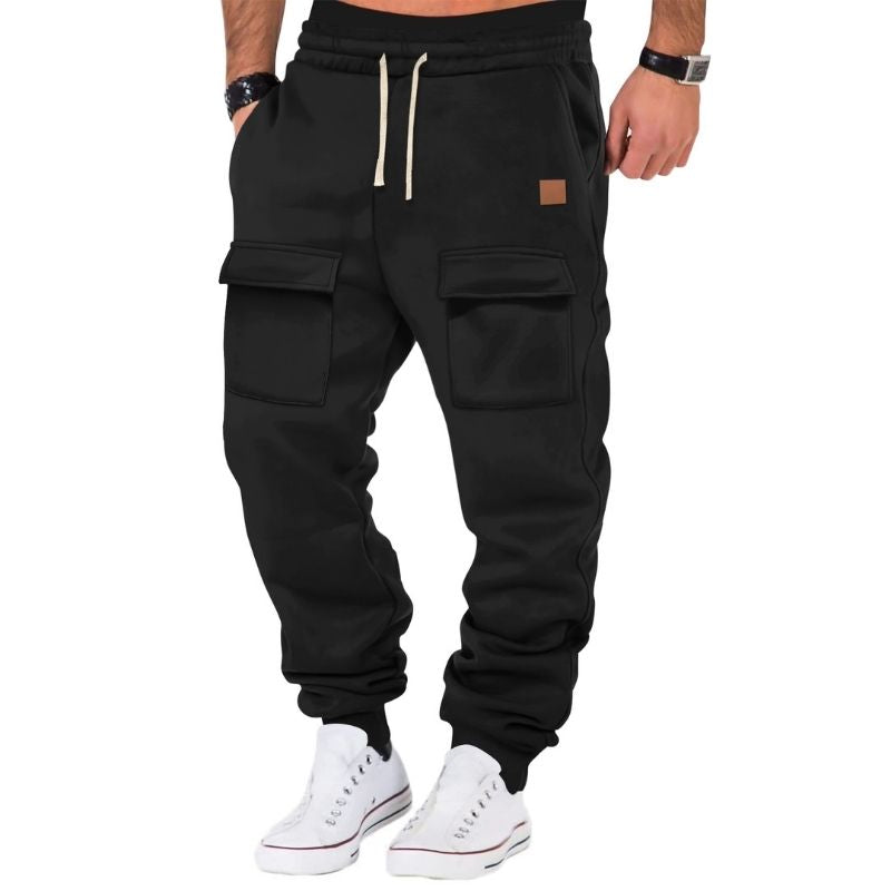 Men's Fleece-Lined Multiple Pockets Drawstring Sweatpants