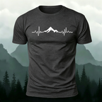 Mountains ECG Print Casual Cotton T-Shirt
