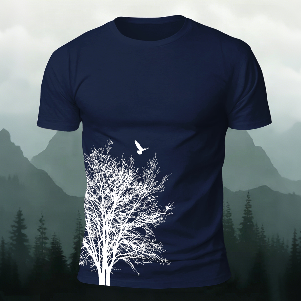 Dead Tree Silhouette Printed Casual 100% Cotton T-Shirt