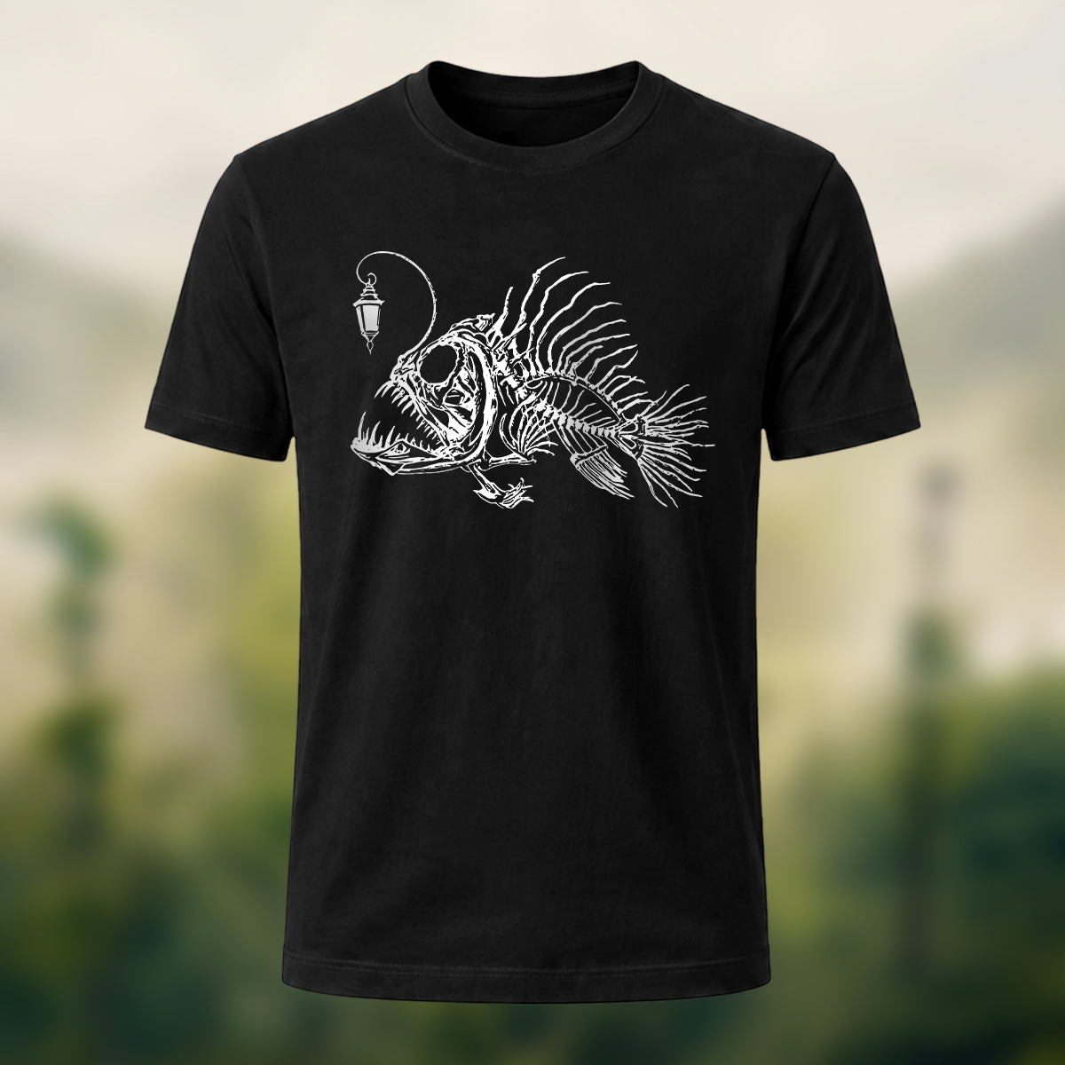 Fun Fish Sketch Print Cotton T-shirt