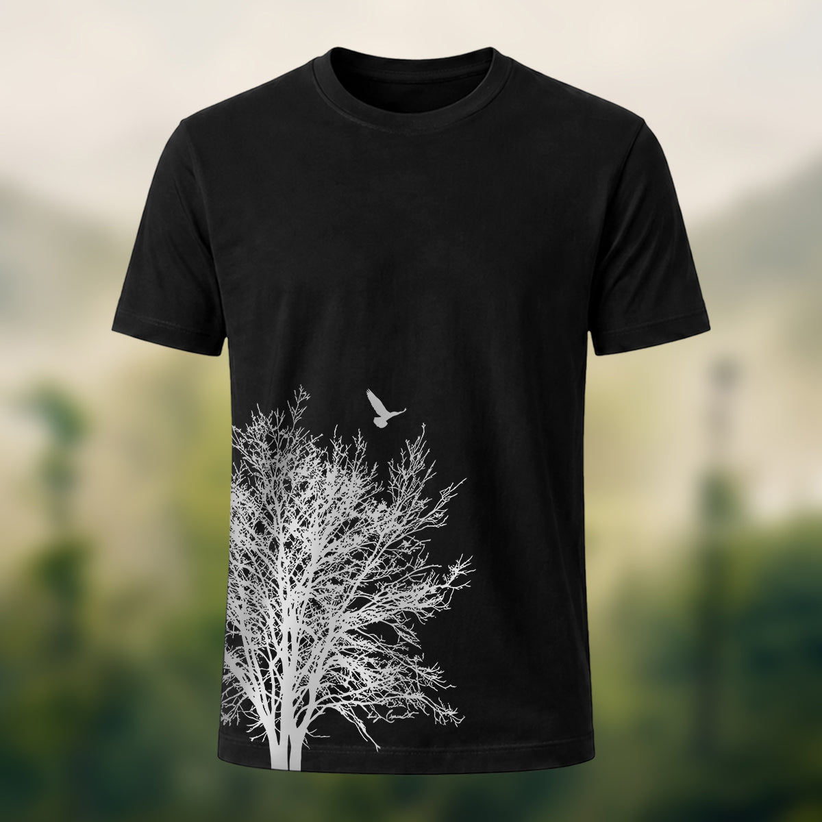 Dead Tree Silhouette Printed Casual 100% Cotton T-Shirt