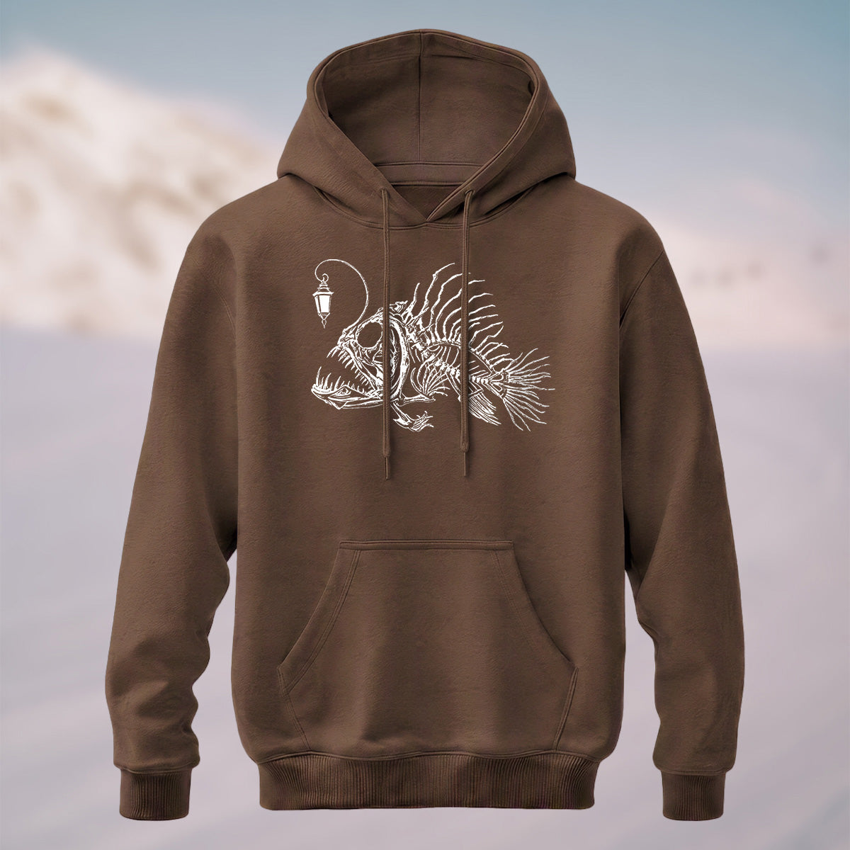 Cotton Made Deep Sea Anglerfish Skeleton Print Hoodie