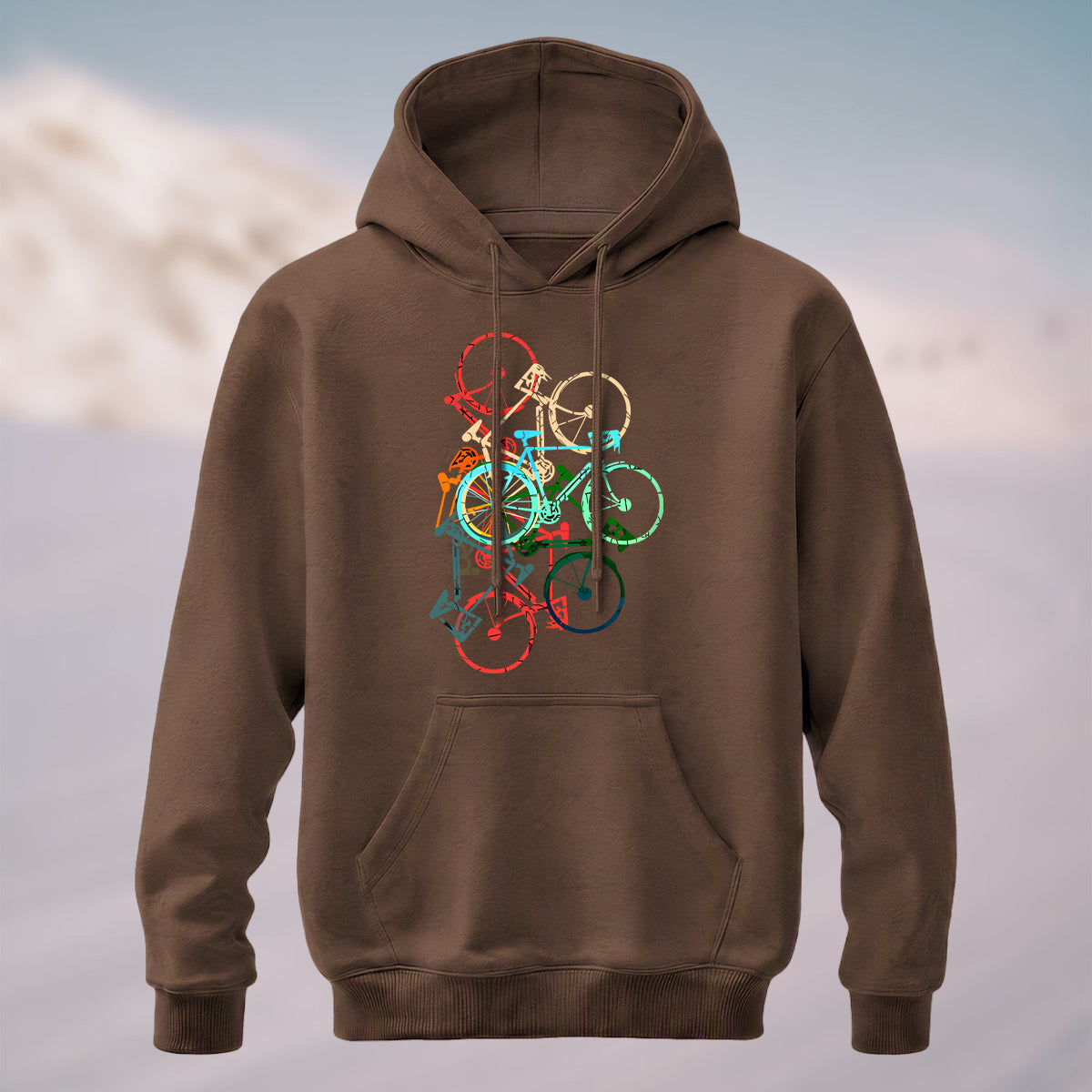 Cotton Made Colorful Bicycle Print Hoodie