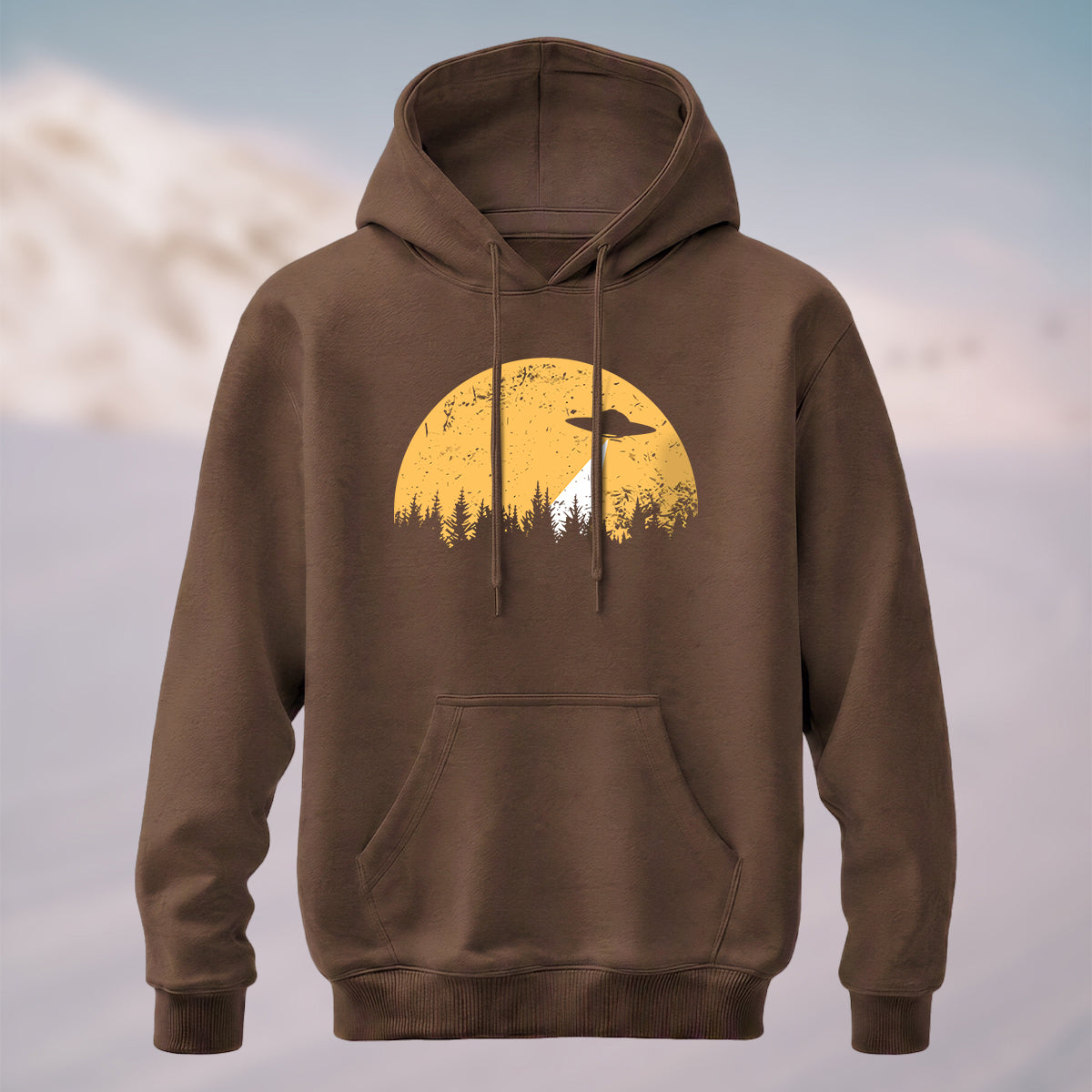 Cotton Made Alien Spaceship Print Hoodie
