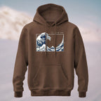 Cotton Made Blue and White Giant Waves Print Hoodie