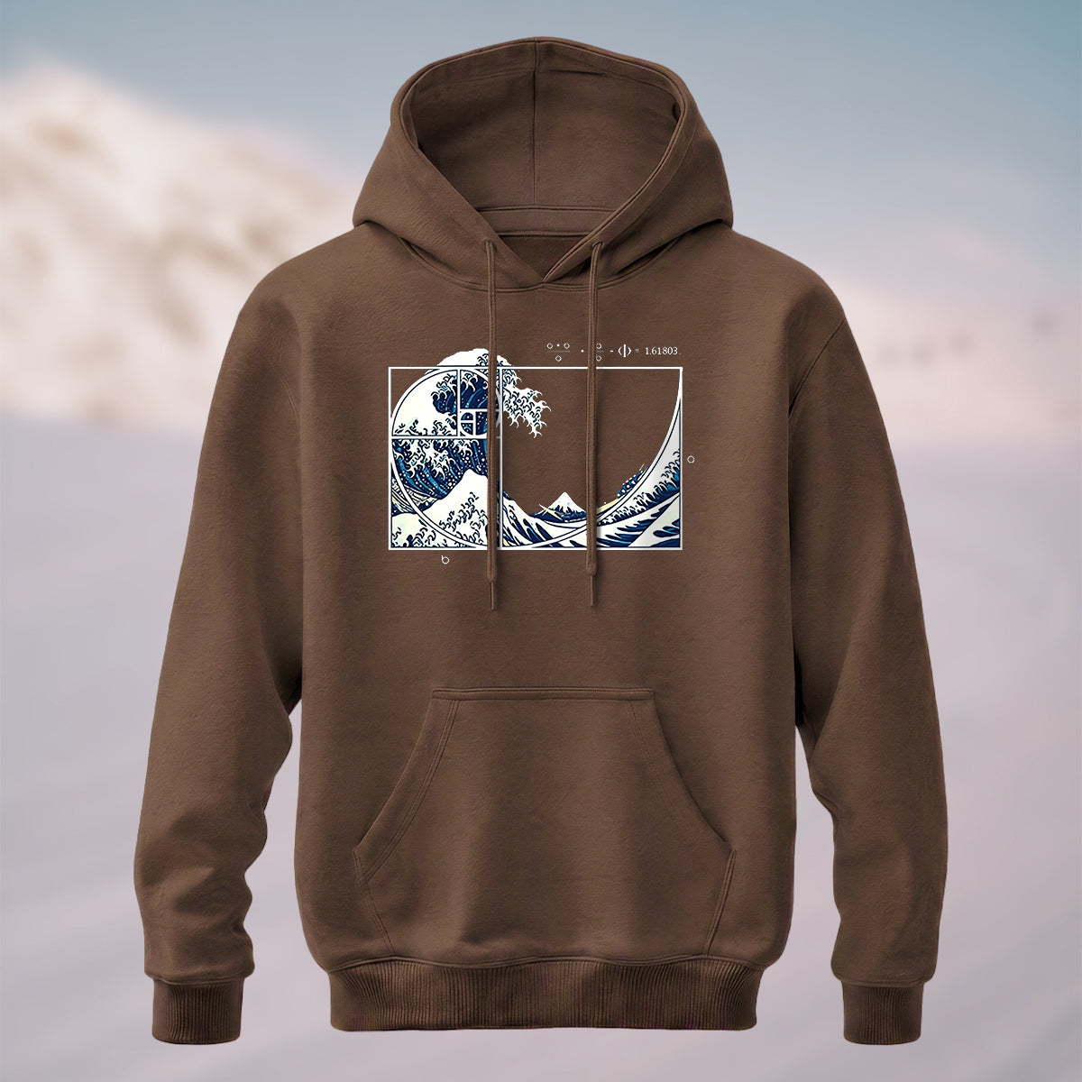 Cotton Made Blue and White Giant Waves Print Hoodie