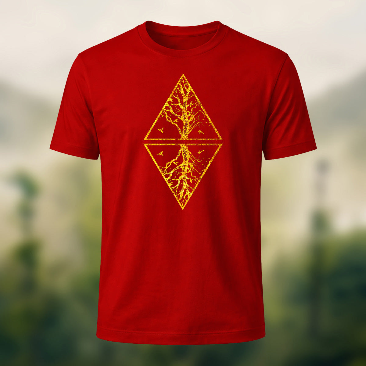 Artistic Tree Reflection Premium Cotton T-Shirt