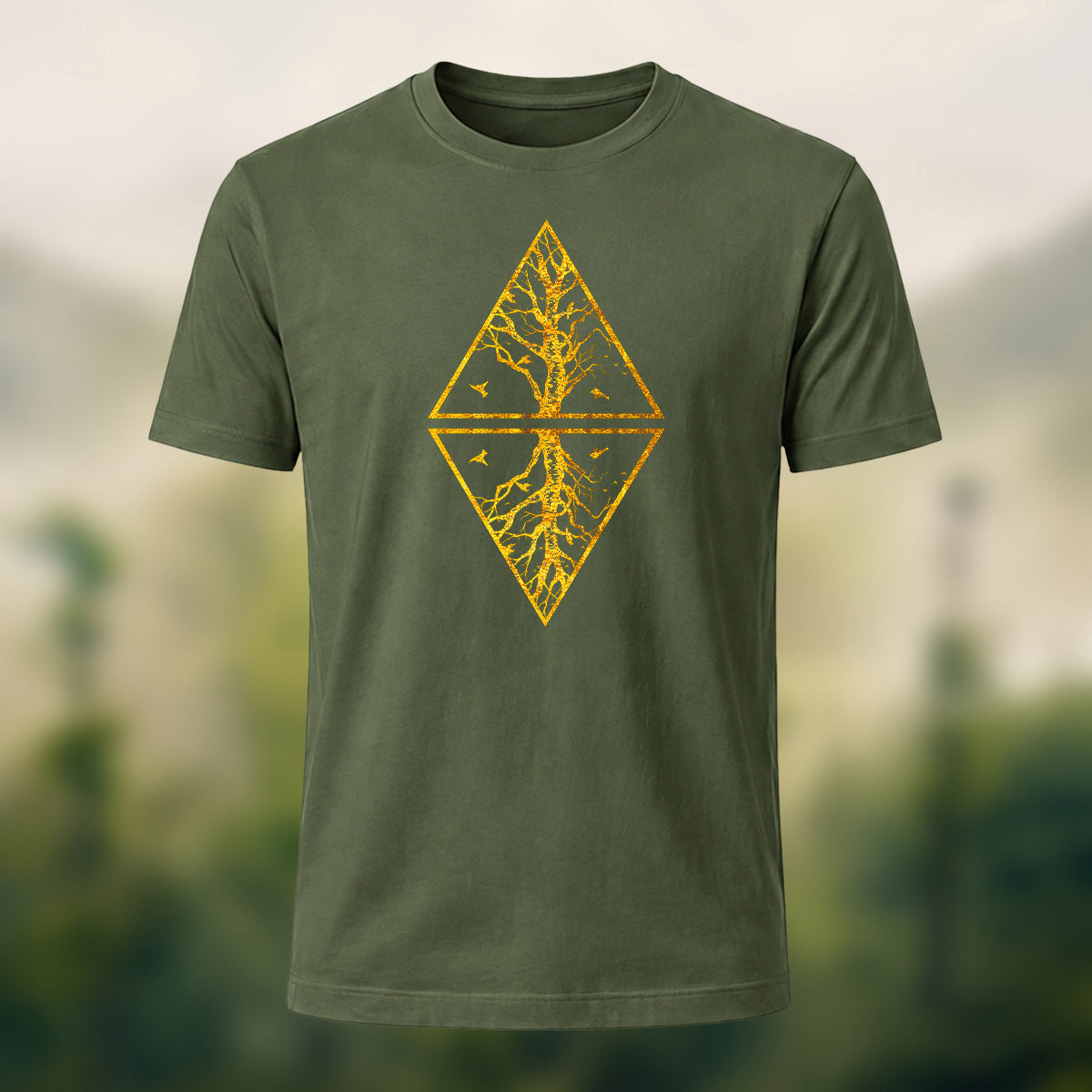 Artistic Tree Reflection Premium Cotton T-Shirt