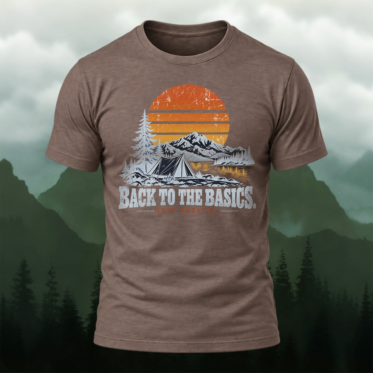 Vintage Camping Mountain Premium Cotton T-Shirt