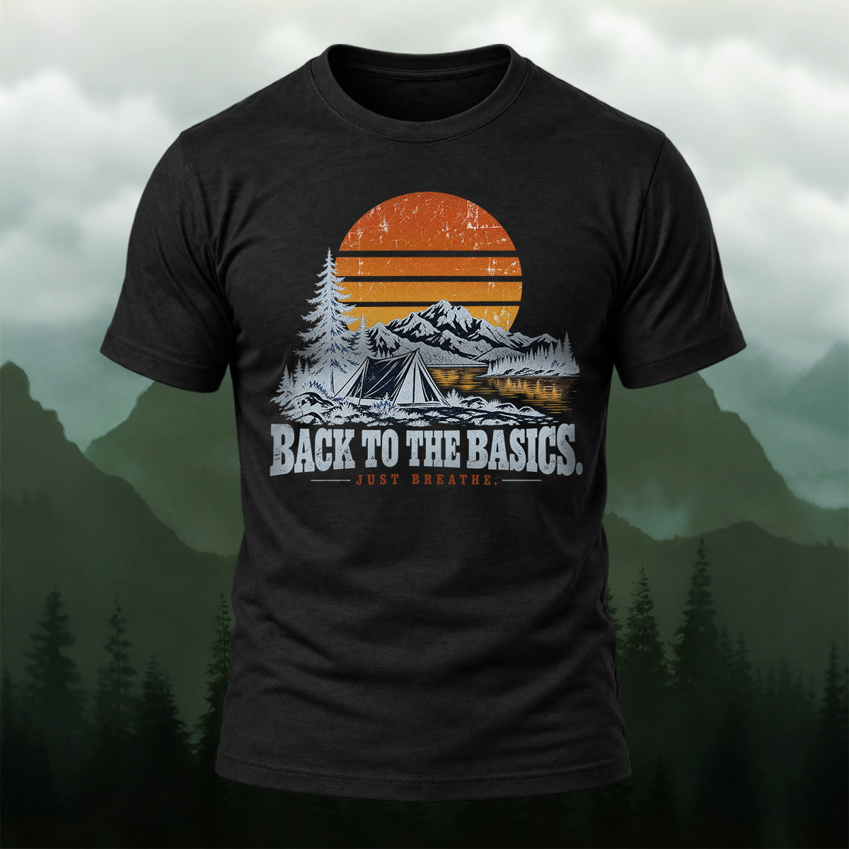 Vintage Camping Mountain Premium Cotton T-Shirt