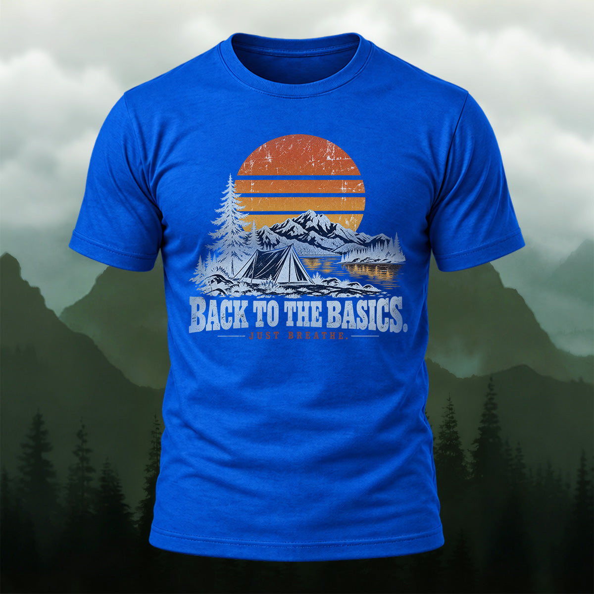 Vintage Camping Mountain Premium Cotton T-Shirt
