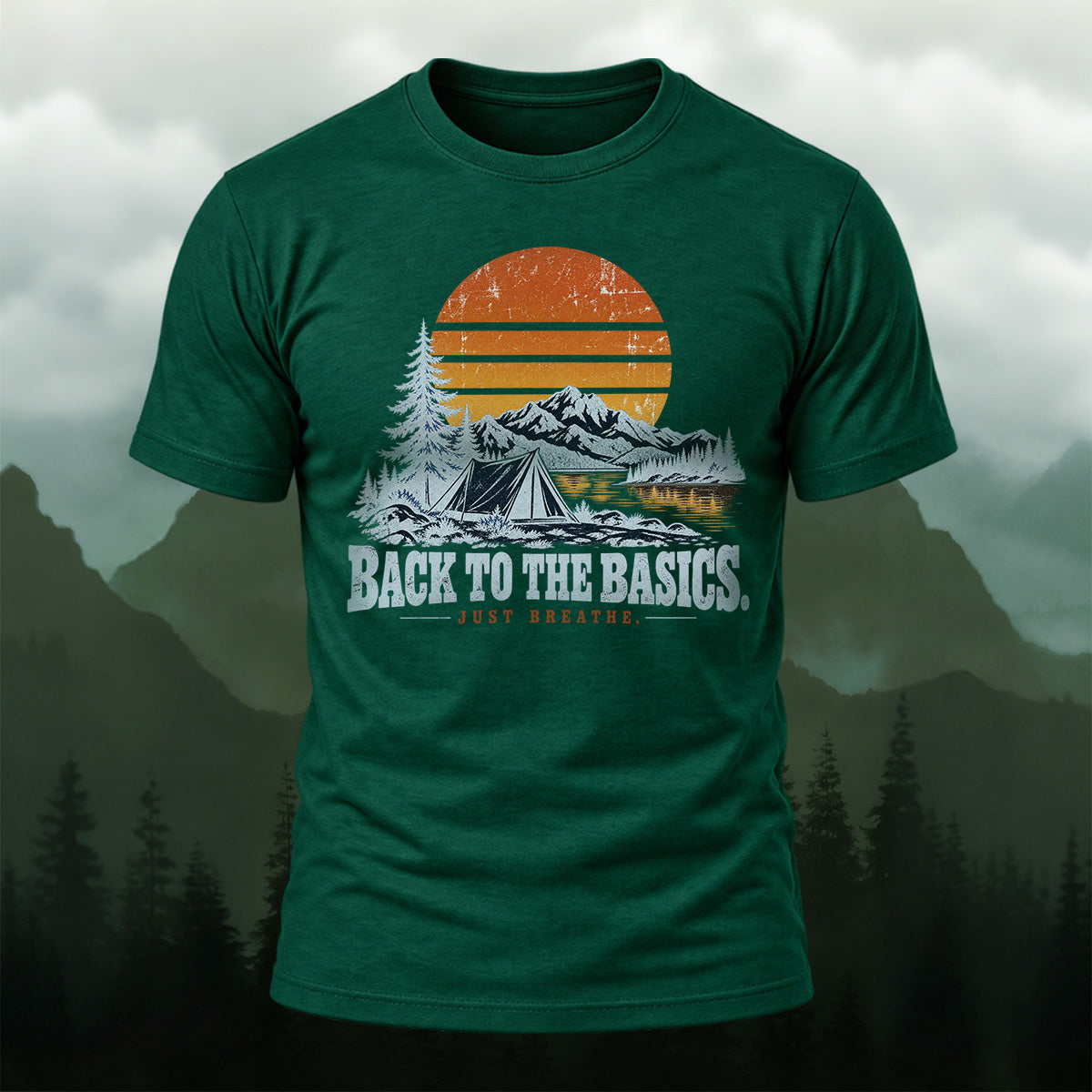 Vintage Camping Mountain Premium Cotton T-Shirt