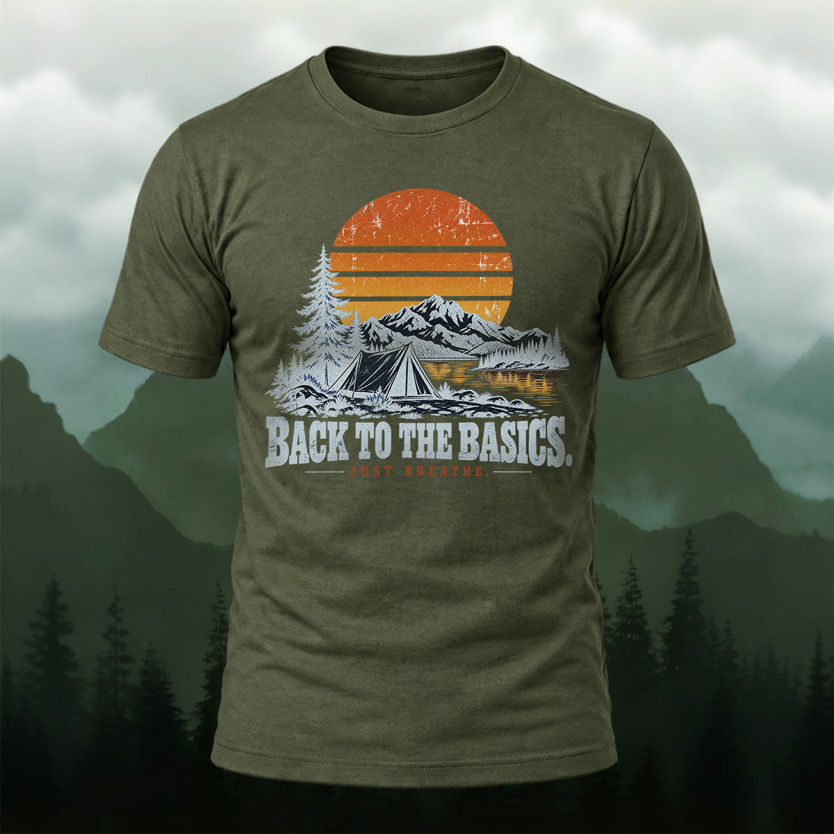 Vintage Camping Mountain Premium Cotton T-Shirt