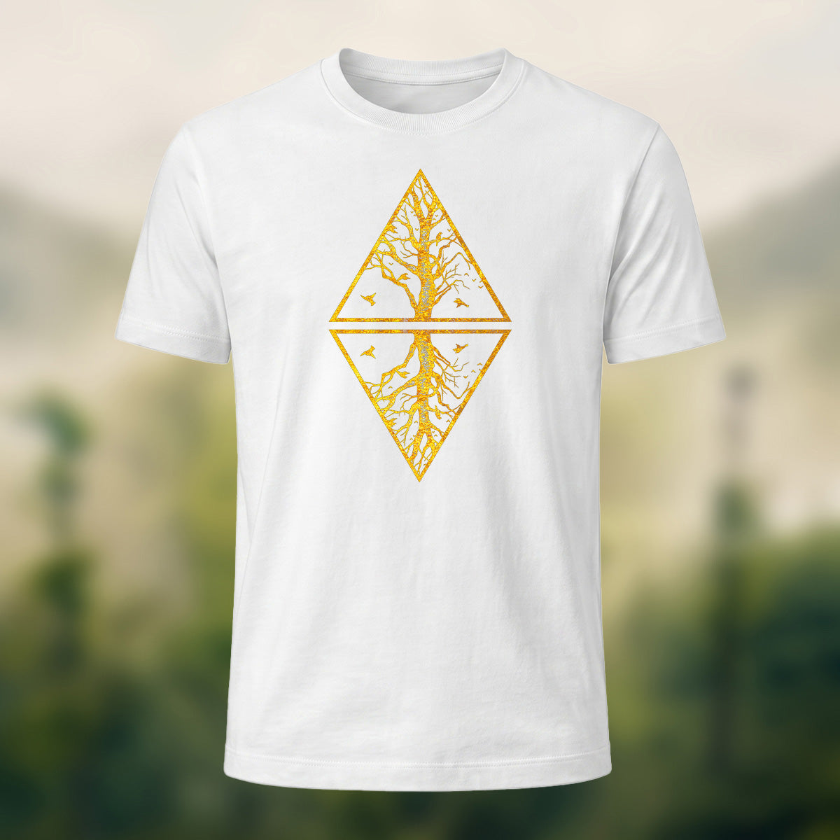 Artistic Tree Reflection Premium Cotton T-Shirt