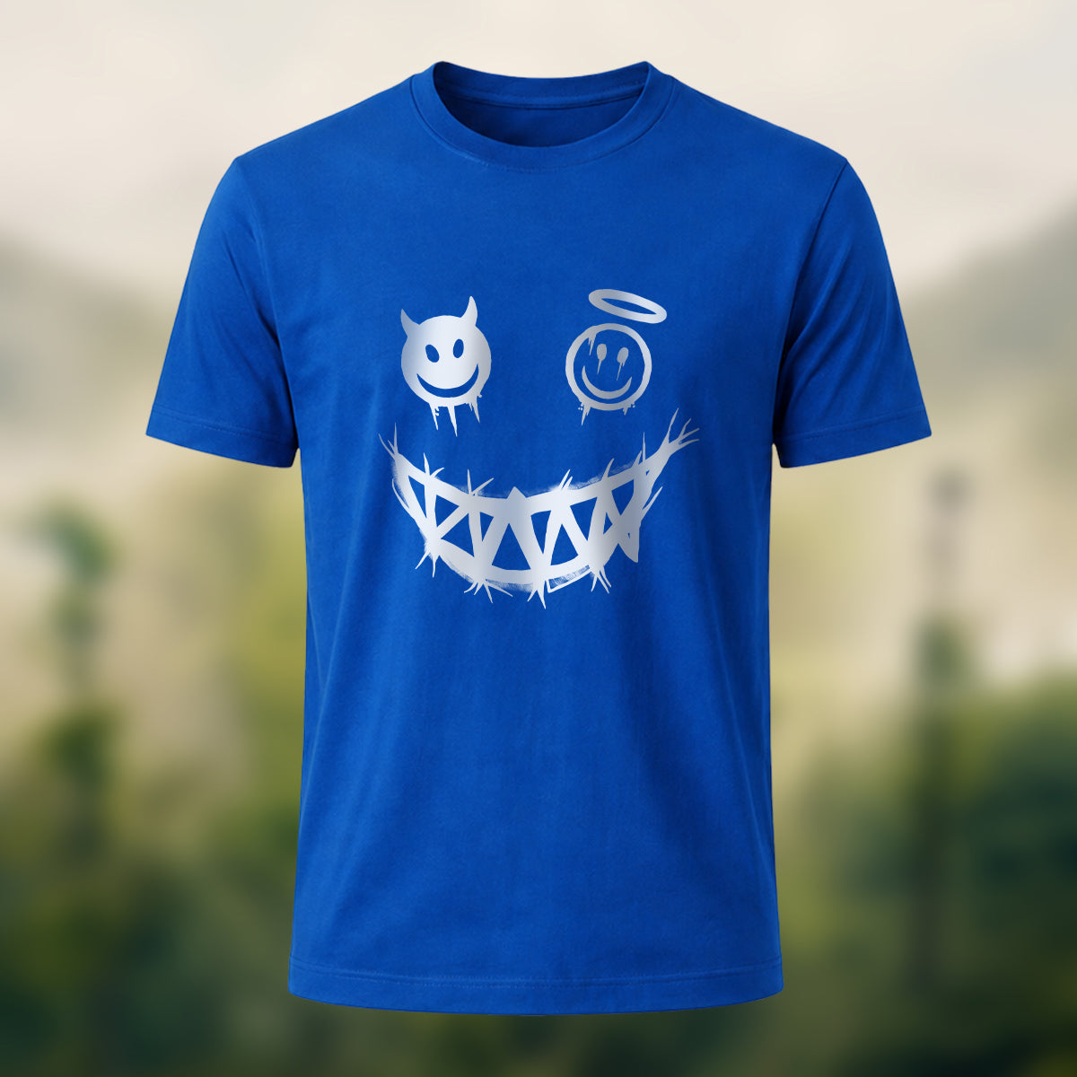 Devil's Smile Print Casual Cotton T-Shirt