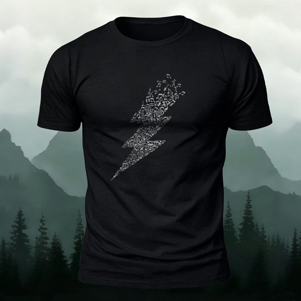 Creative Music Note Lightning Casual Cotton T-Shirt