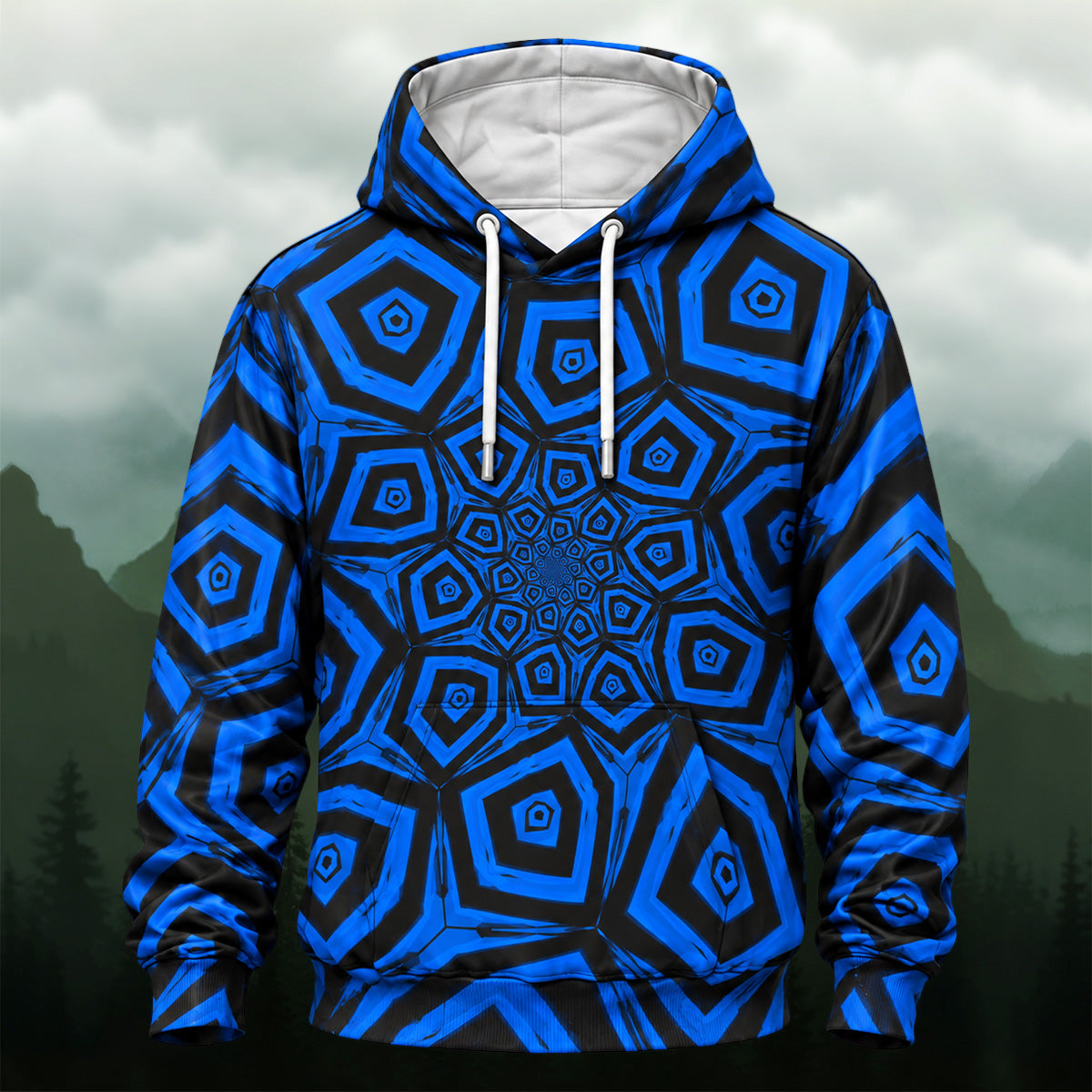 Striking Geometric Pattern All-Over Print Hoodie