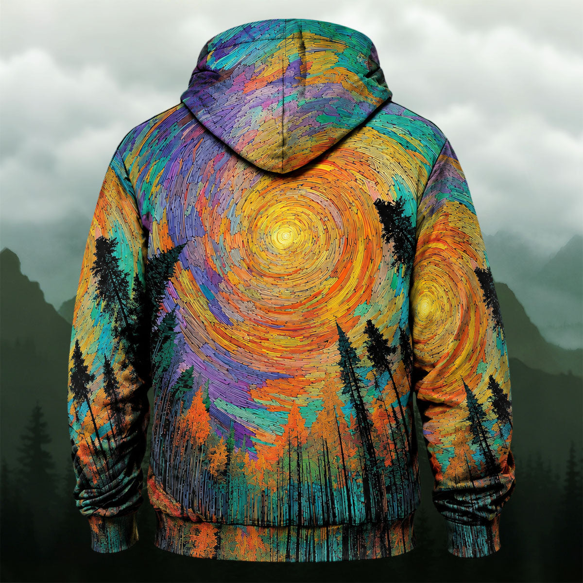 Vibrant Swirling Forest All-Over Print Hoodie
