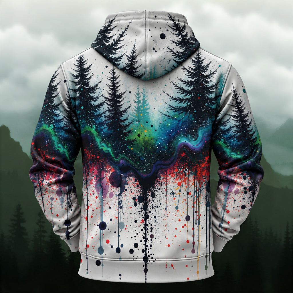 Artistic Forest Splash Paint Hoodie