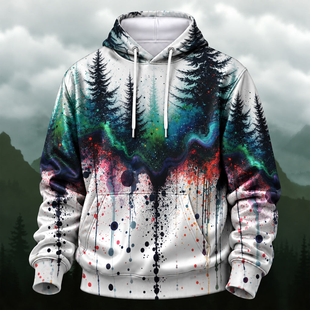 Artistic Forest Splash Paint Hoodie