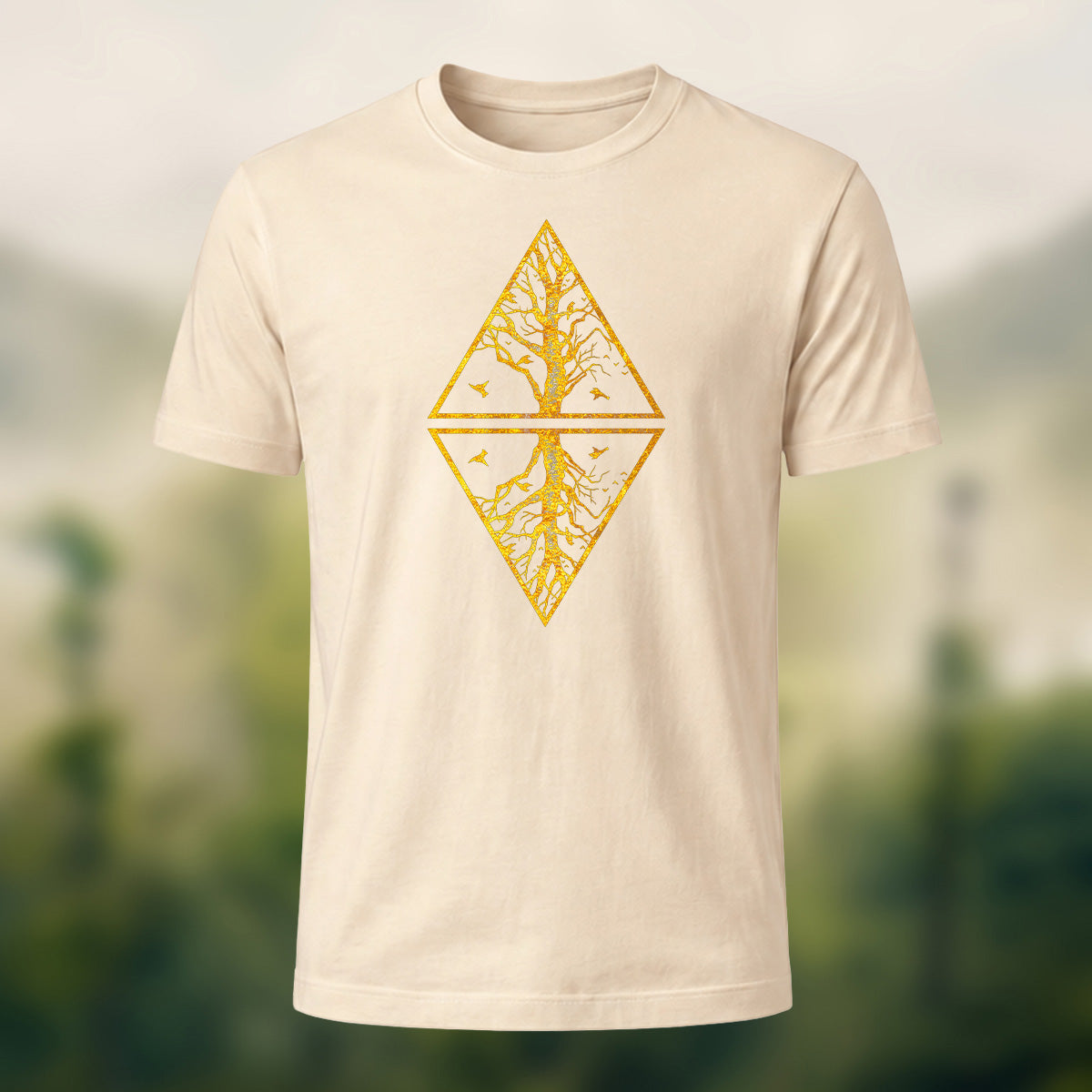 Artistic Tree Reflection Premium Cotton T-Shirt