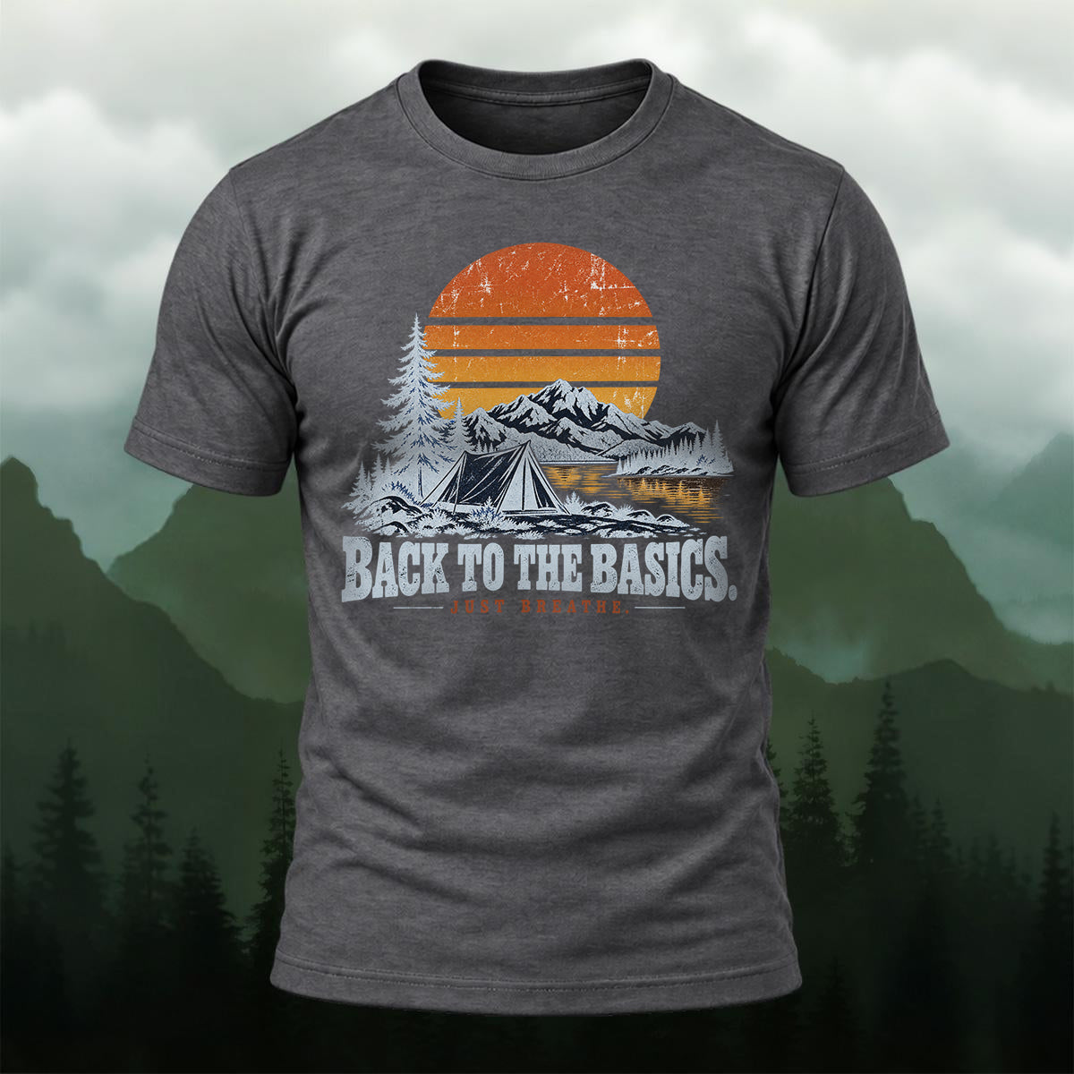 Vintage Camping Mountain Premium Cotton T-Shirt