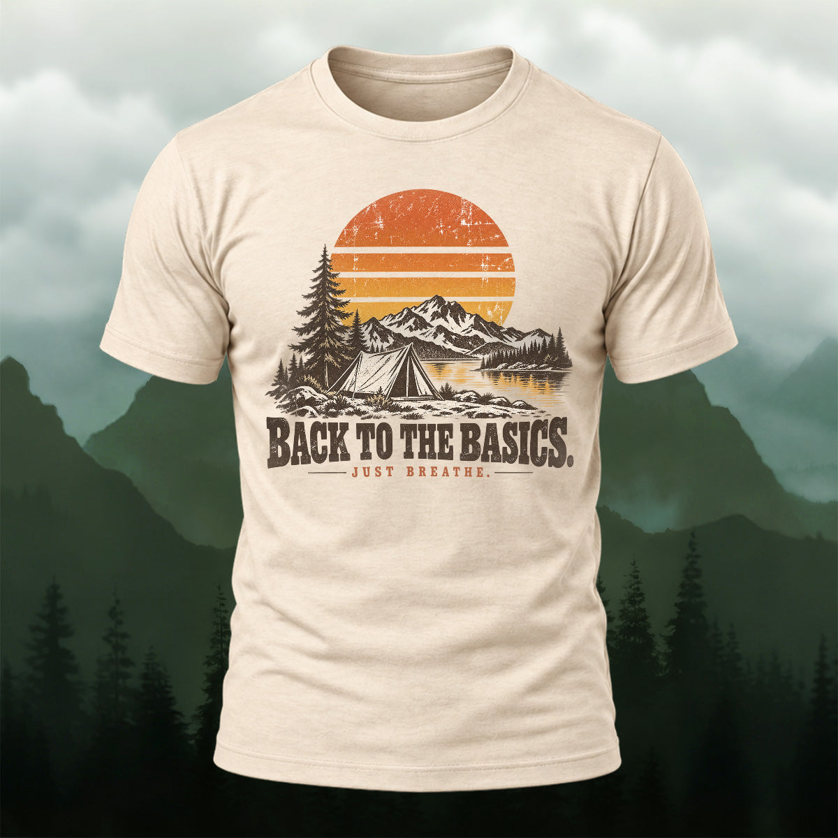 Vintage Camping Mountain Premium Cotton T-Shirt