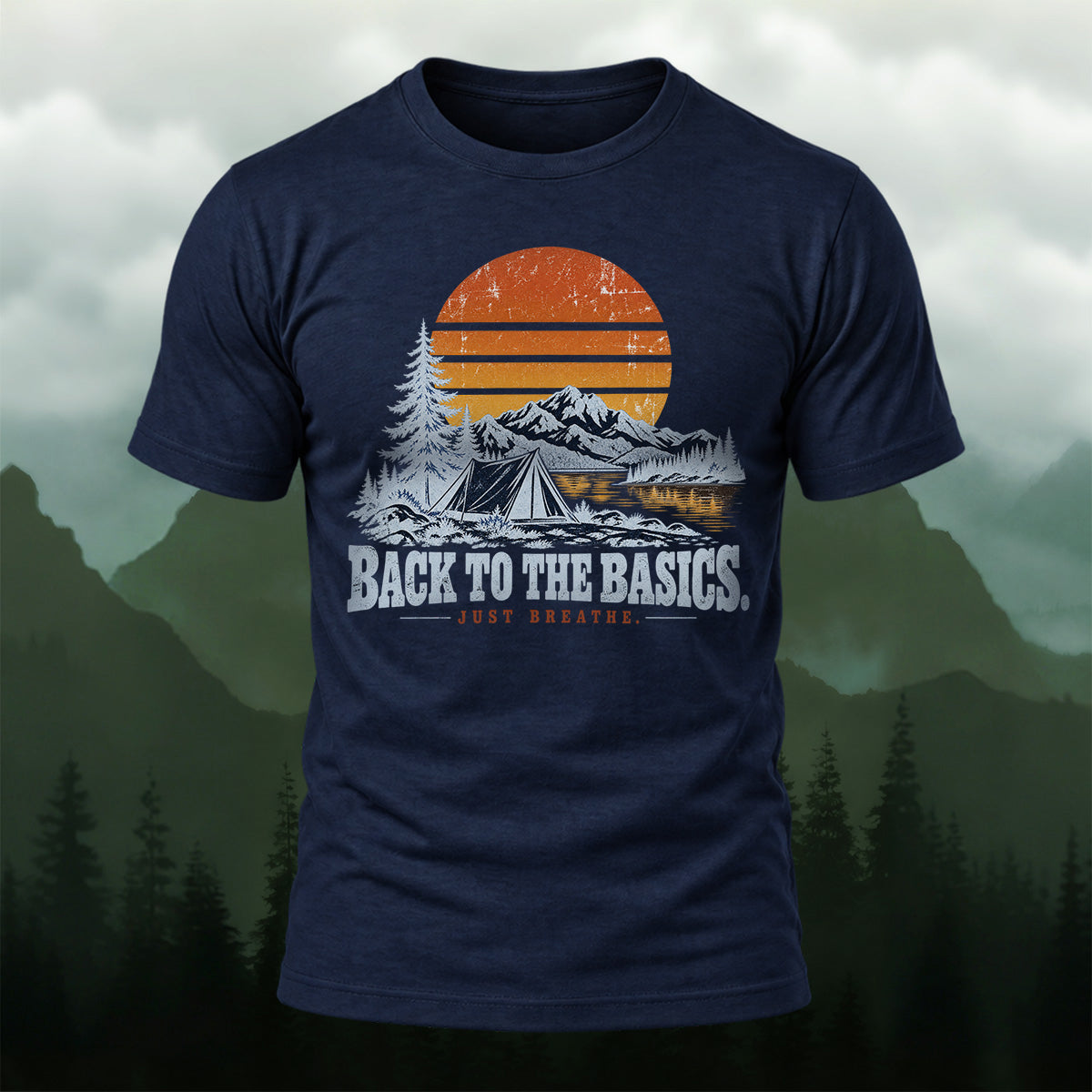Vintage Camping Mountain Premium Cotton T-Shirt