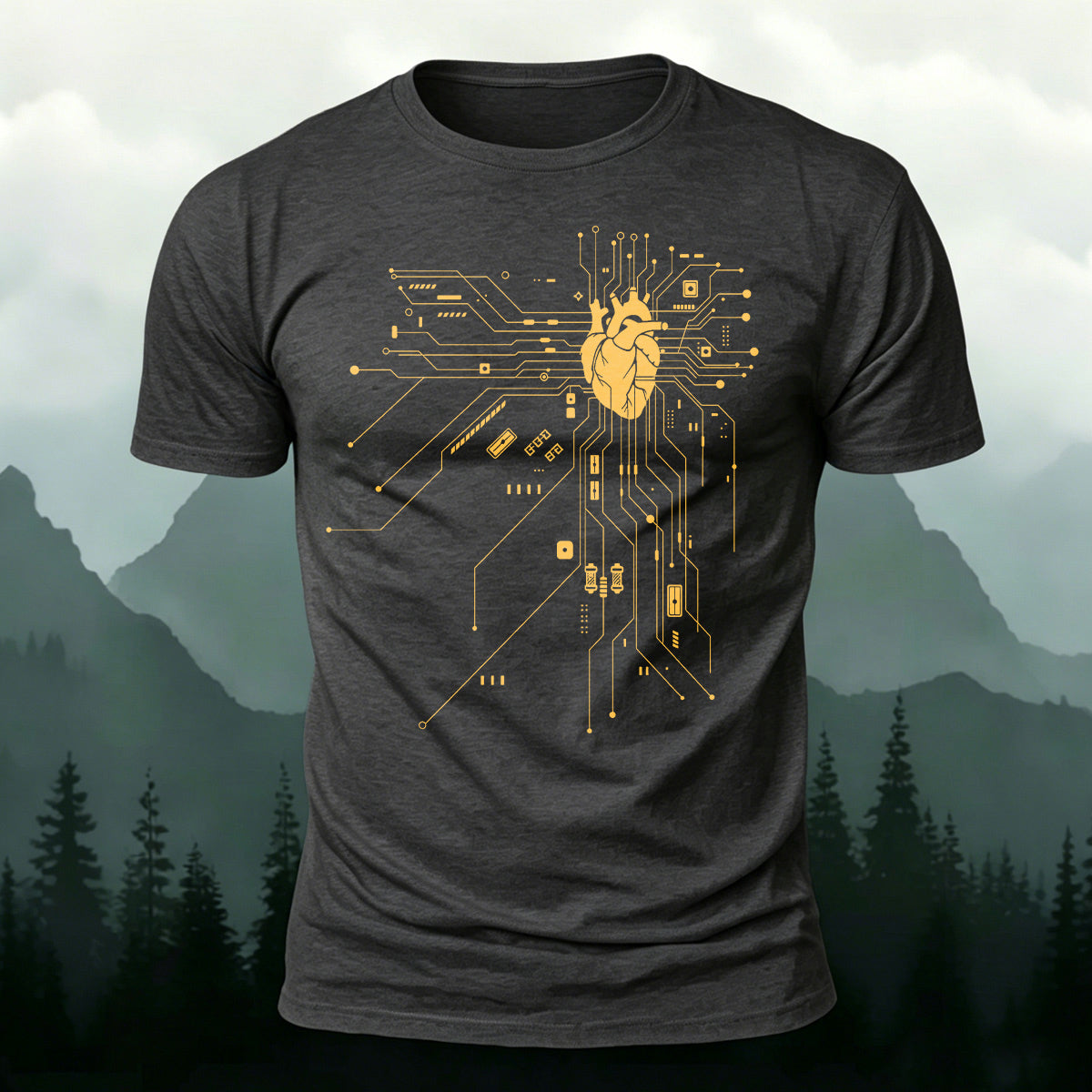 Creative Heart Pattern Combed Cotton T-Shirt