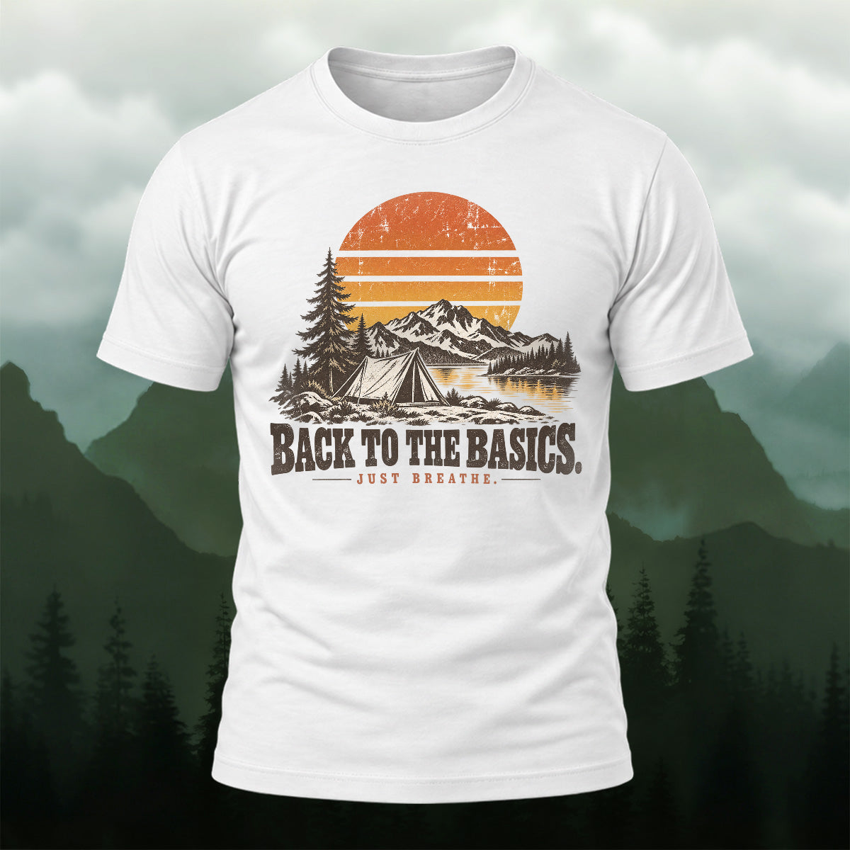 Vintage Camping Mountain Premium Cotton T-Shirt