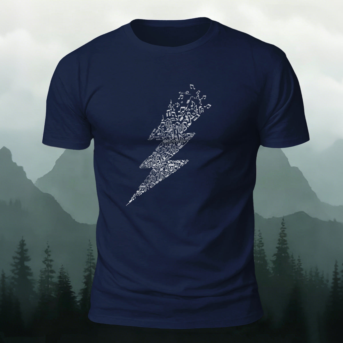 Creative Music Note Lightning Casual Cotton T-Shirt