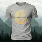 Creative Celtic Owl Moon Print Premium Cotton T‑shirt
