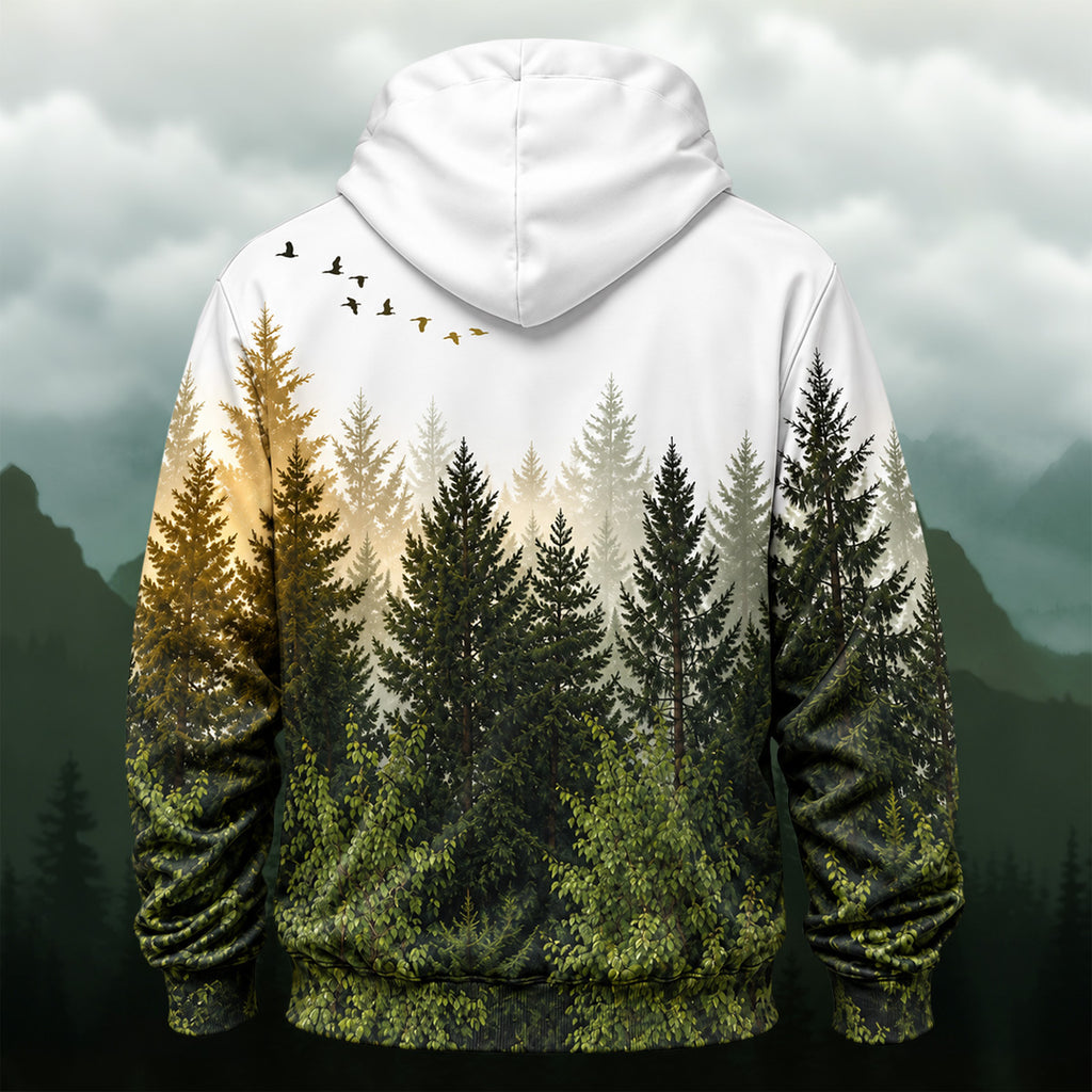 Scenic Misty Forest All-Over Print Hoodie