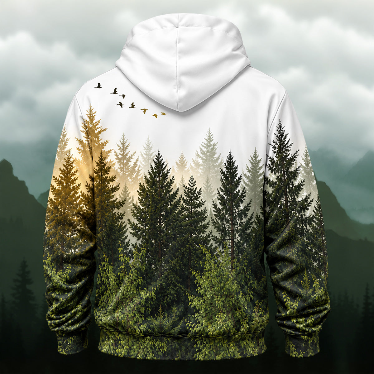 Scenic Misty Forest All-Over Print Hoodie