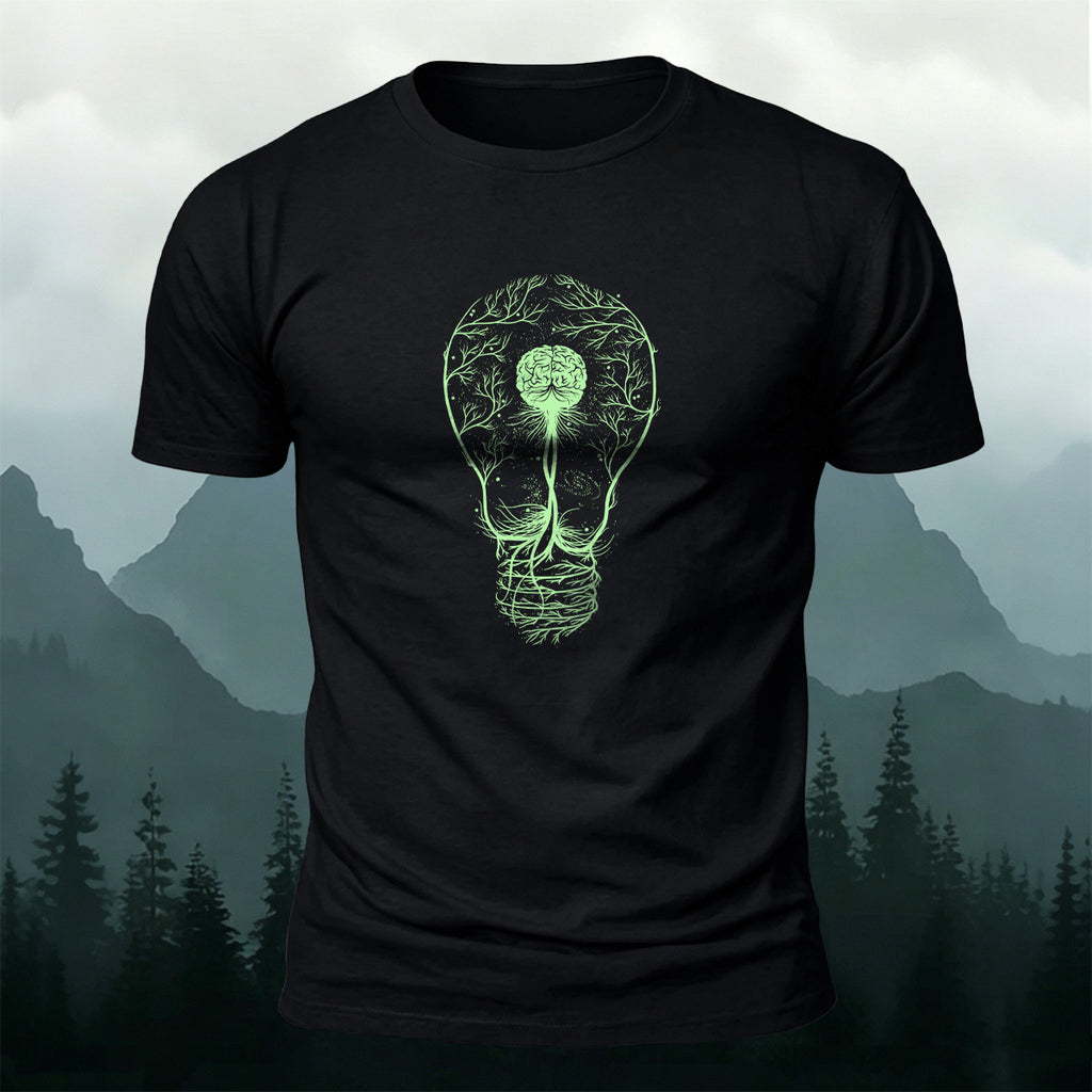 Creative Cycling Neuron Light‑bulb moment Pattern Combed Cotton T-Shirt