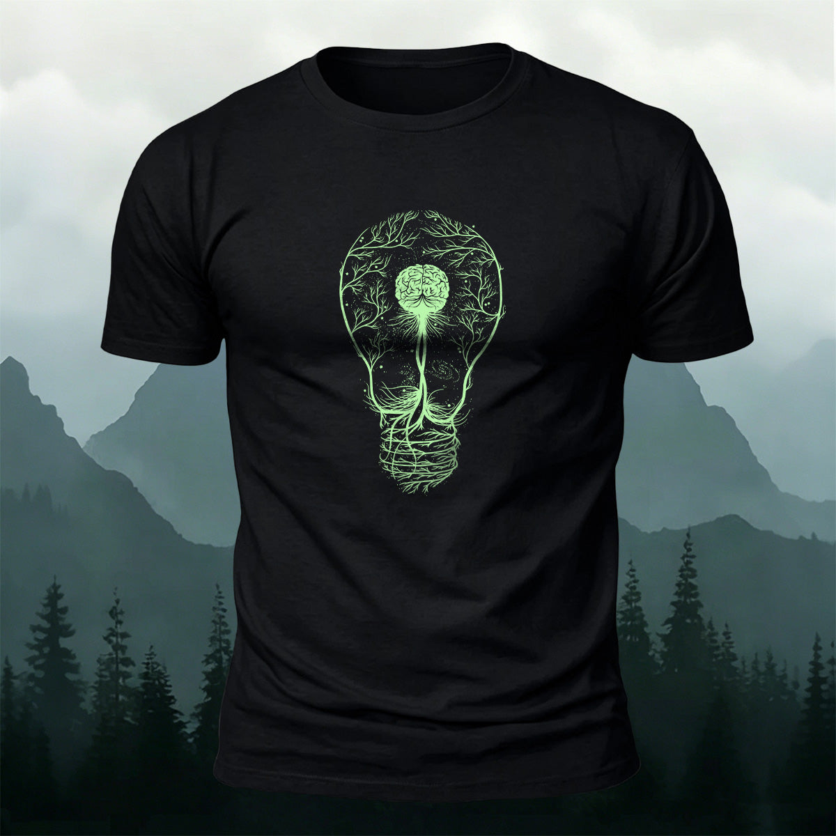 Creative Cycling Neuron Light‑bulb moment Pattern Combed Cotton T-Shirt