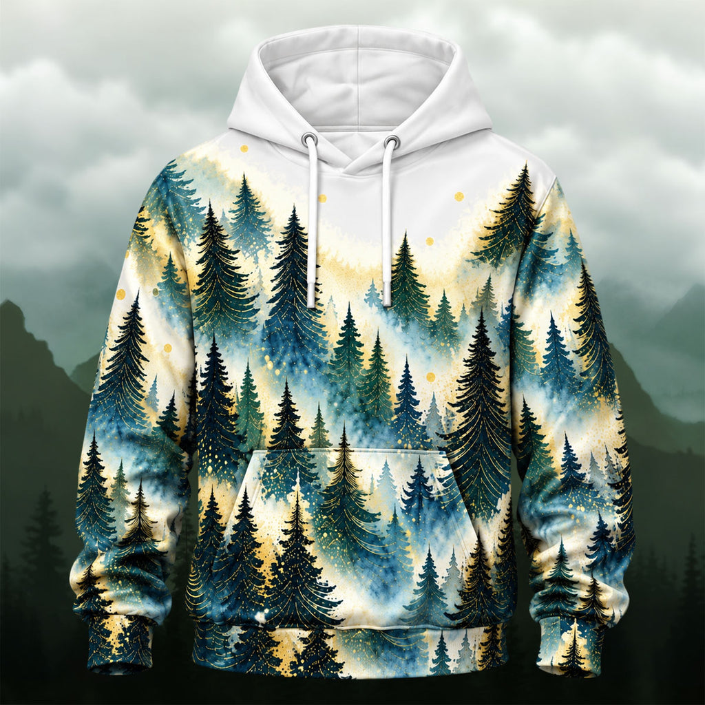 Vibrant Watercolor Forest All-Over Print Hoodie