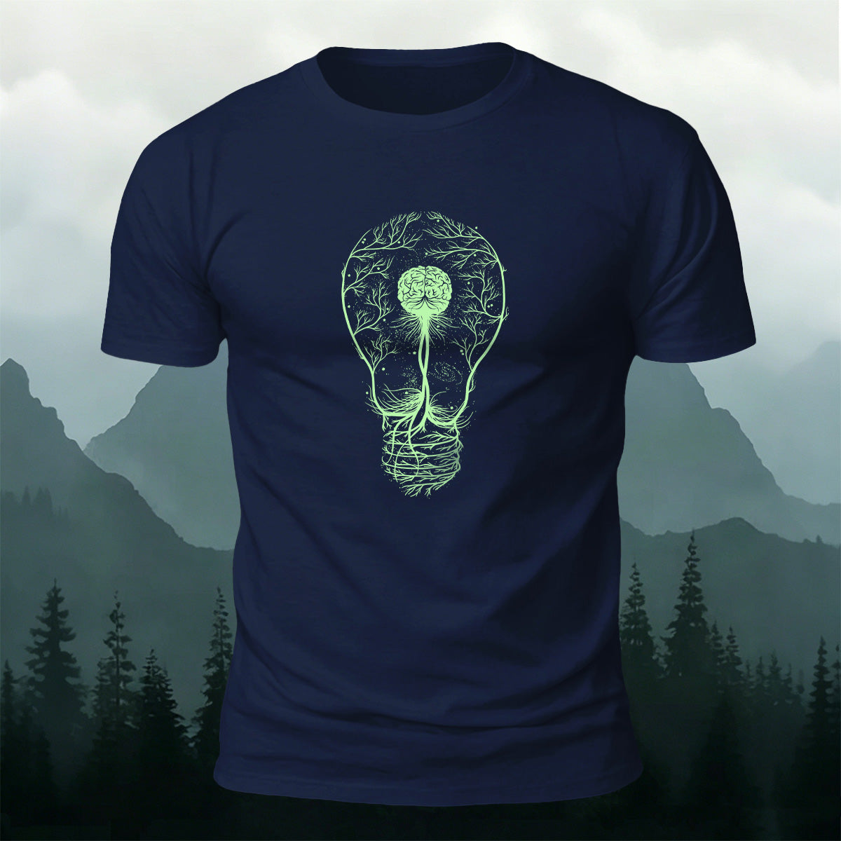 Creative Cycling Neuron Light‑bulb moment Pattern Combed Cotton T-Shirt