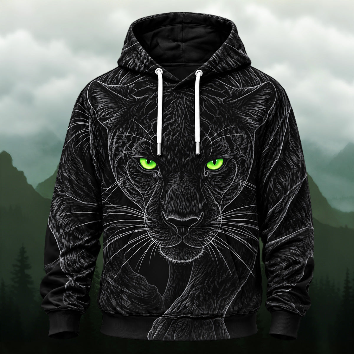Mystical Panther Portrait All-Over Print Hoodie