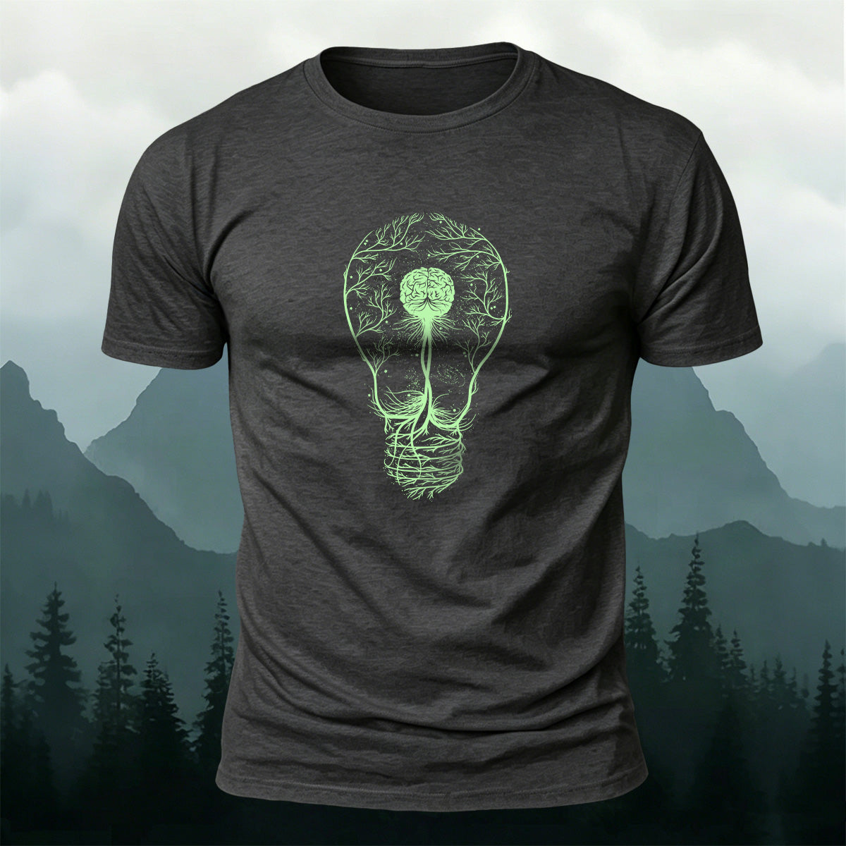 Creative Cycling Neuron Light‑bulb moment Pattern Combed Cotton T-Shirt