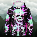 Vibrant Neon Skeleton All-Over Print Hoodie