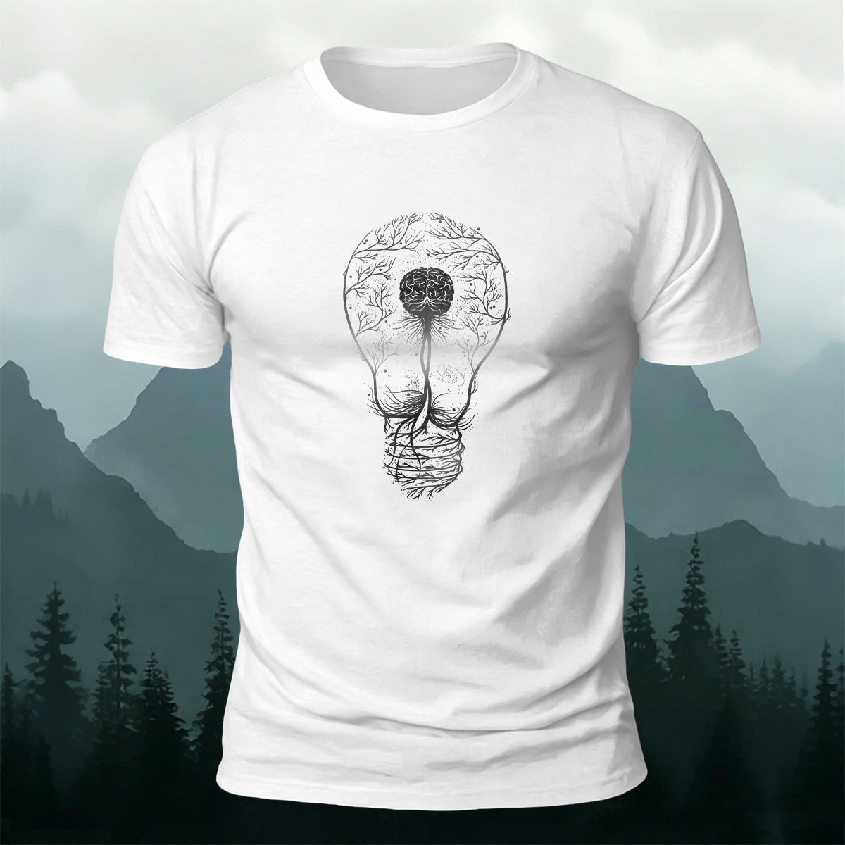 Creative Cycling Neuron Light‑bulb moment Pattern Combed Cotton T-Shirt